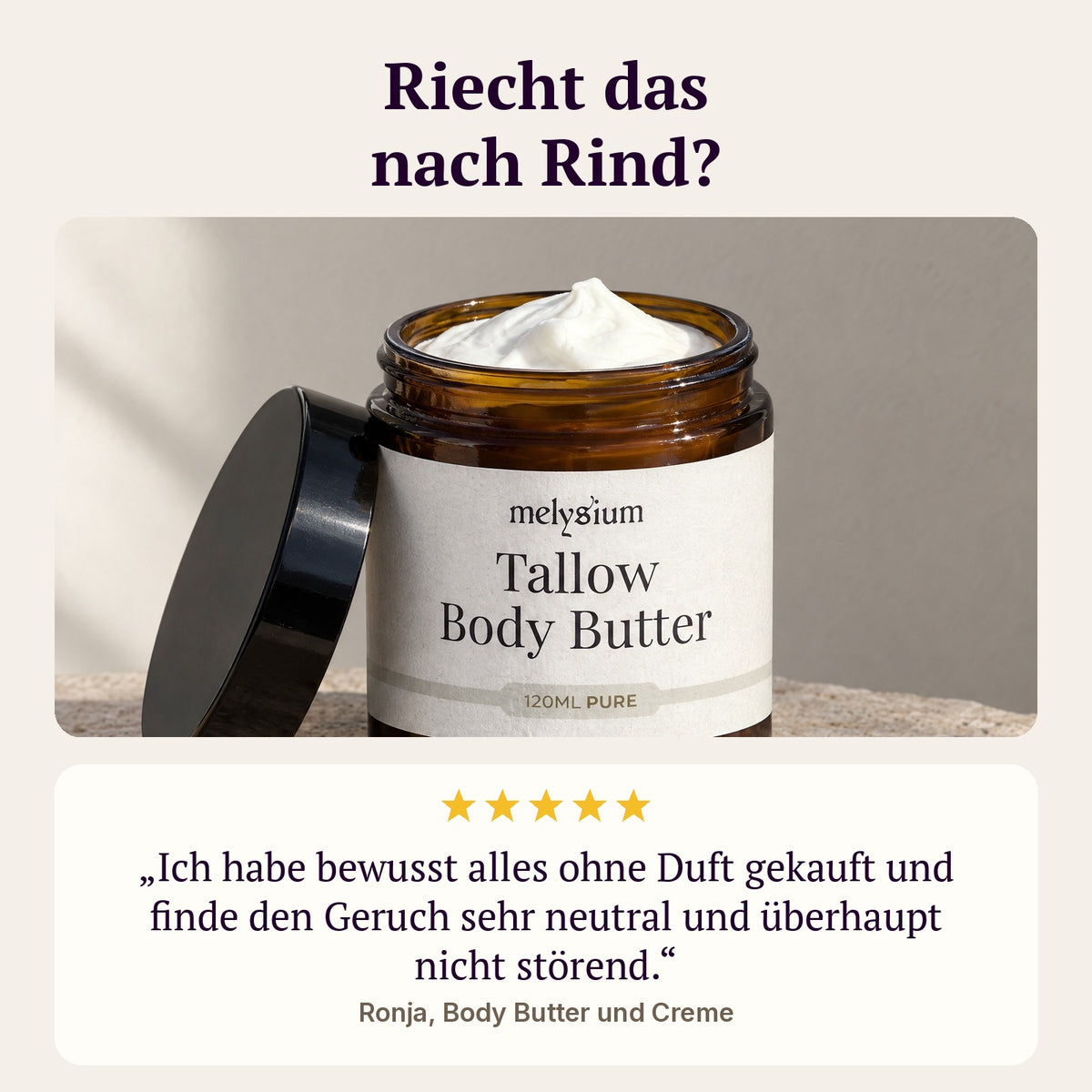 Riecht das nach Rind? Kundenbewertung von Ronja: Geruch sehr neutral und überhaupt nicht störend.