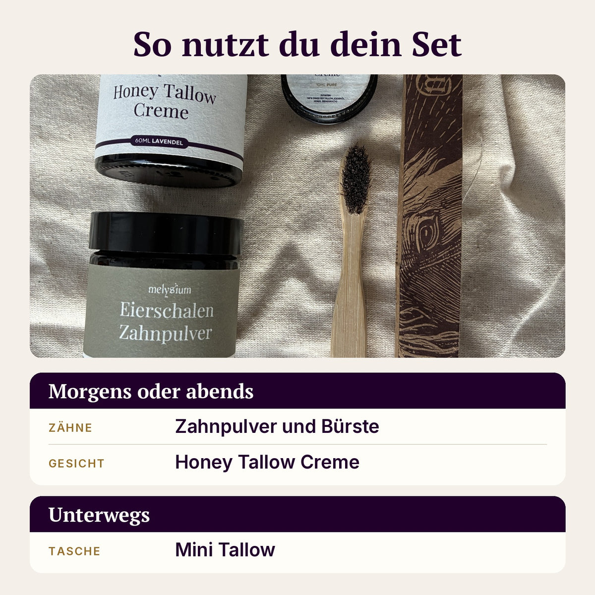 Tallow & Tooth Set: So nutzt du dein Set